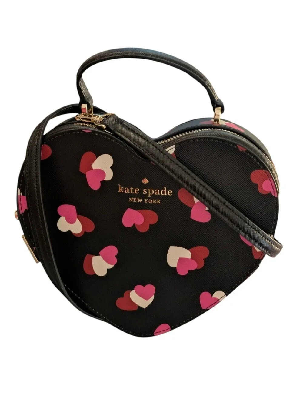 New Kate Spade ♠️ Love Shack Flutter Hearts Printed Heart Shaped Crossbody Bag